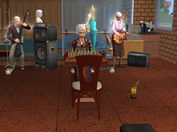 Screenshot Sims 2 - elderly sims hobbying