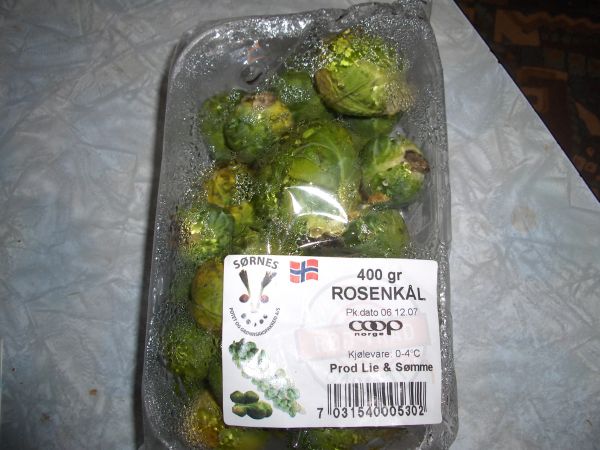 Brussels sprouts in plastic