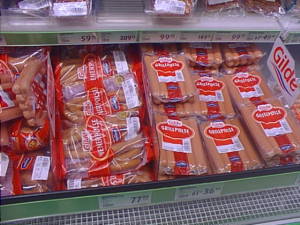 Sausages in shop