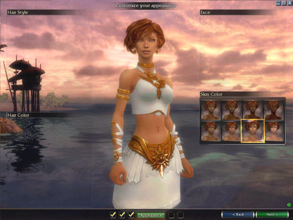 Guild Wars Nightfall character creation screen