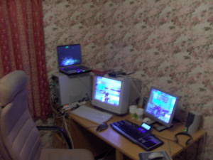 Desk with computers