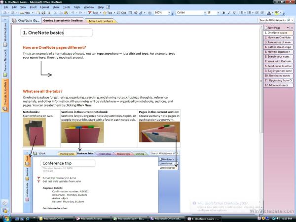 Screenshot MS OneNote 2007