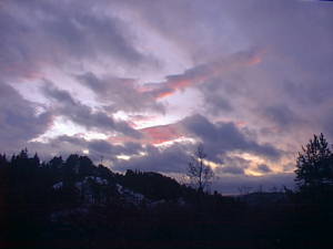 Blood-red and dark clouds