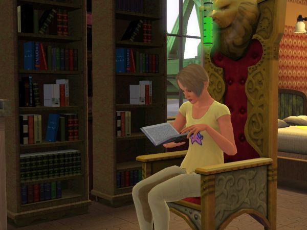 Screenshot Sims 3 - sim reading a book