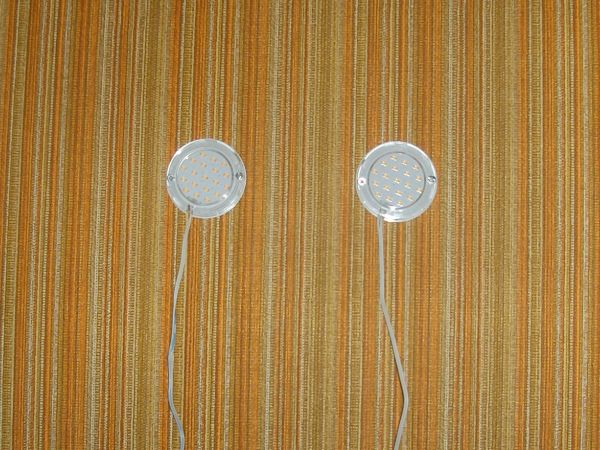 Two circular LED lights with 19 diodes each