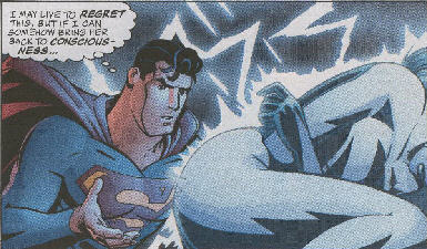 Comic panel showing Superman approaching a female butt