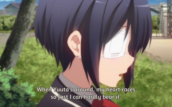 Screenshot anime Chuunibyou (Rikka Takanashi is worried)