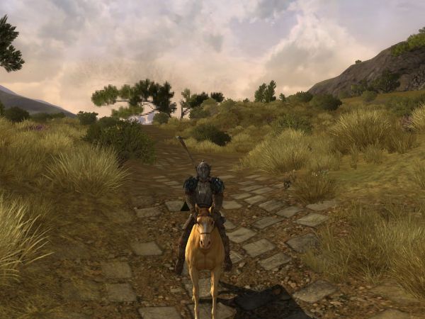 Scrrenshot Lord of the Rings Online, riding through the Lonelands.