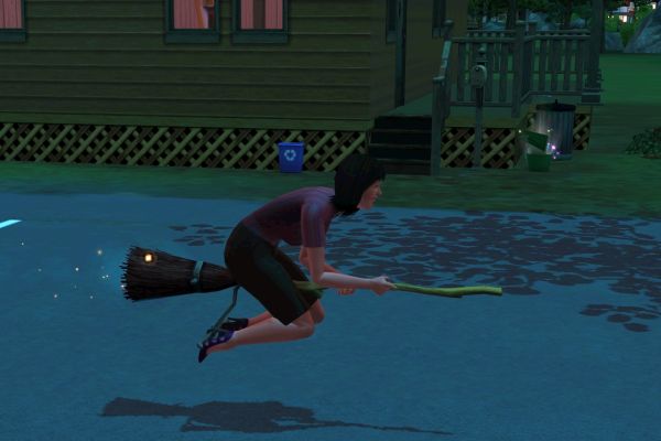 Screenshot Sims 3 Supernatural (witch on broom)