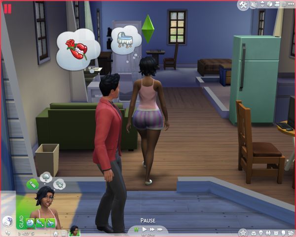 Screenshot Sims 4. Romance and family aspirations collide.